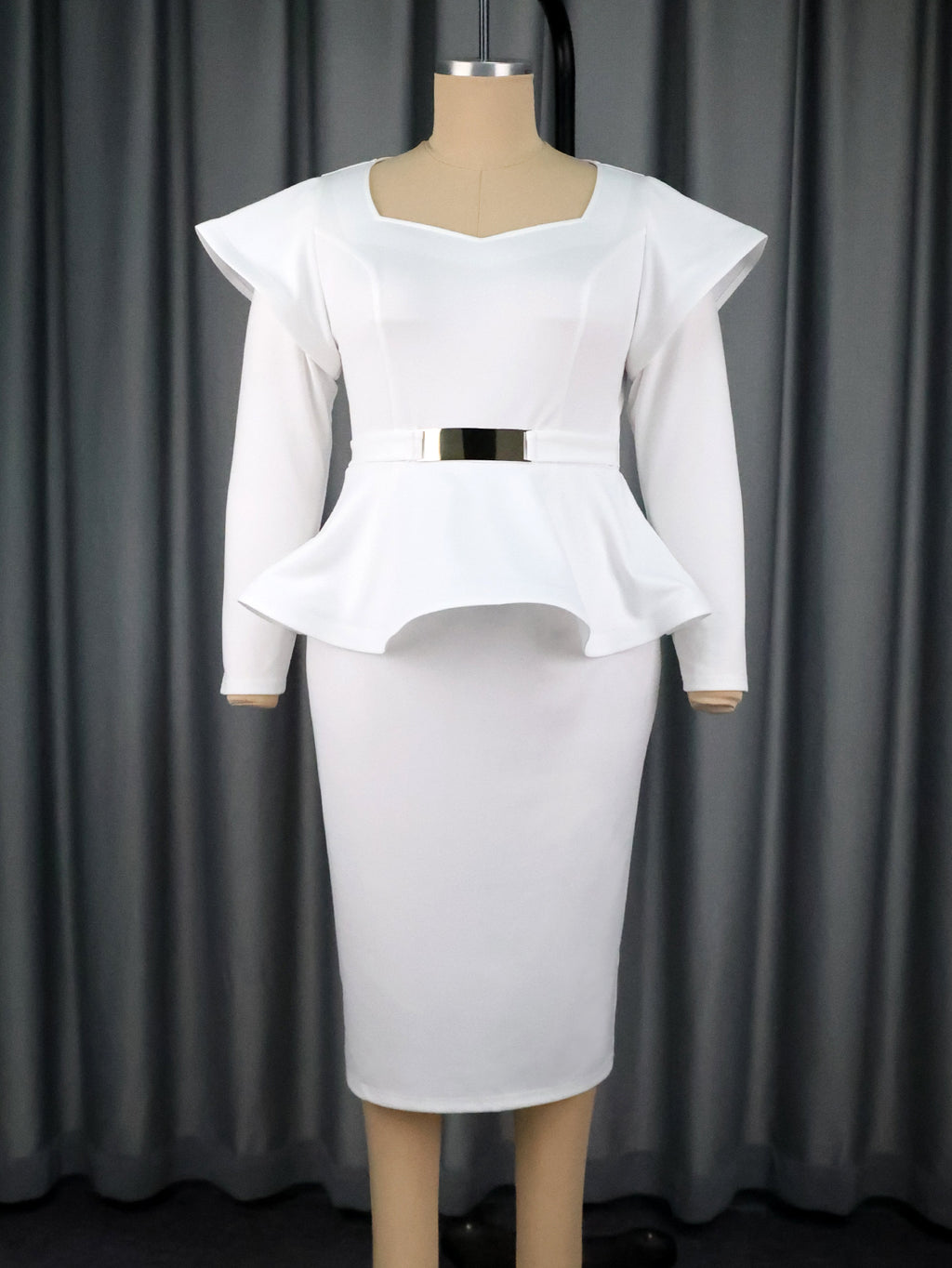 Plus-Size Ruffle-Sleeve Faux Two-Piece Dress