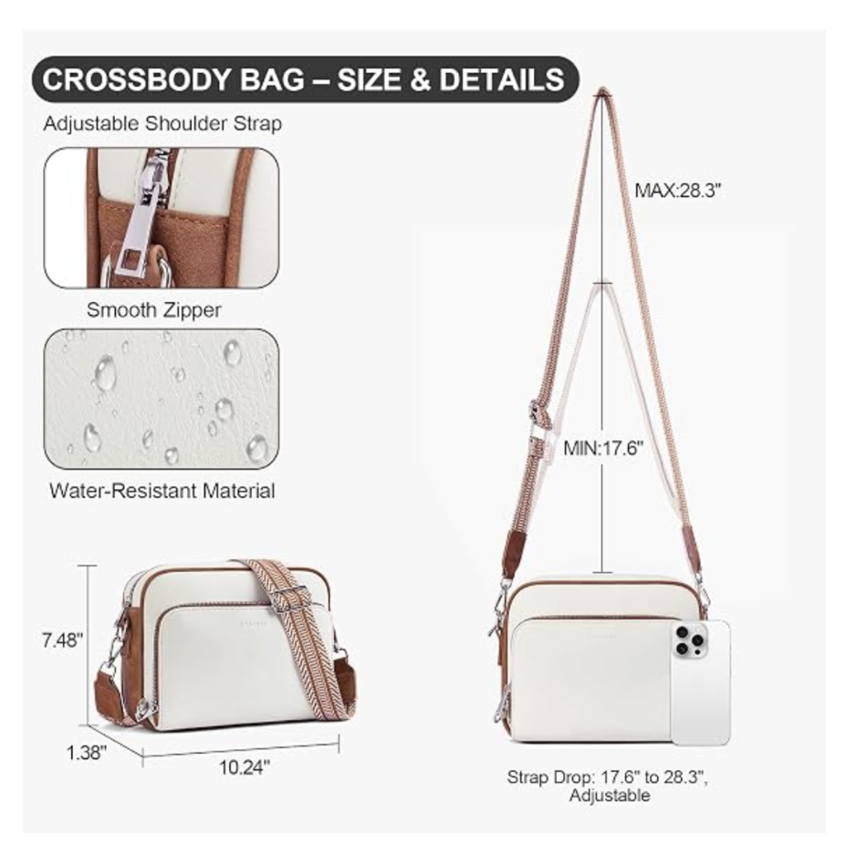 Women's Vegan Leather RFID Crossbody Purse with Built-In Wallet