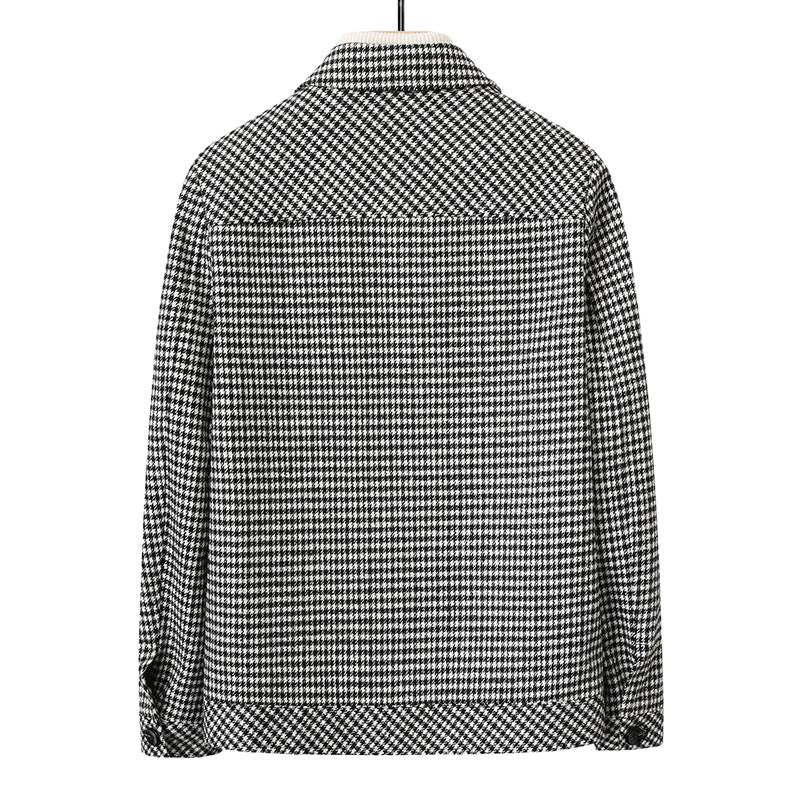Men's Houndstooth Hooded Casual Jacket