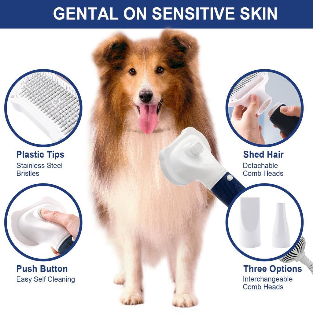 3-in-1 Pet Hair Dryer & Slicker Brush