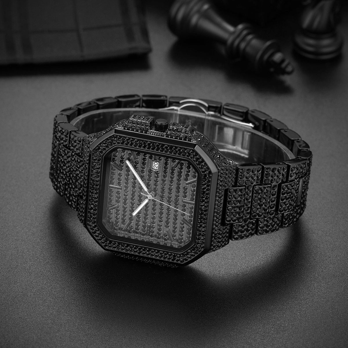 Men's Square Crystal-Accent Quartz Watch