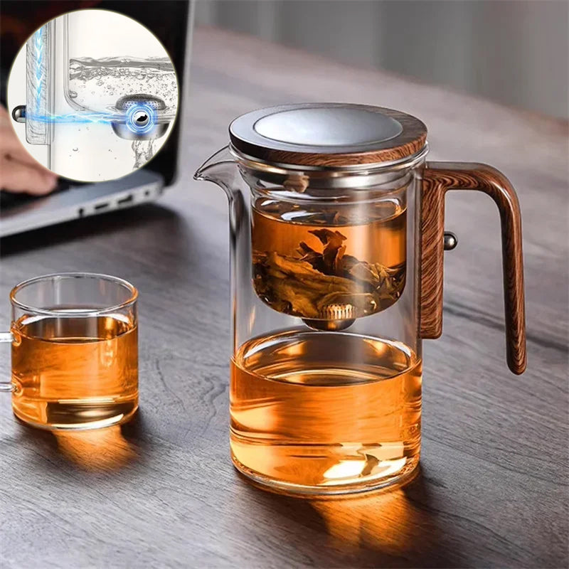 One Click Magnetic Teapot Separation Filtration Glass Tea Pot