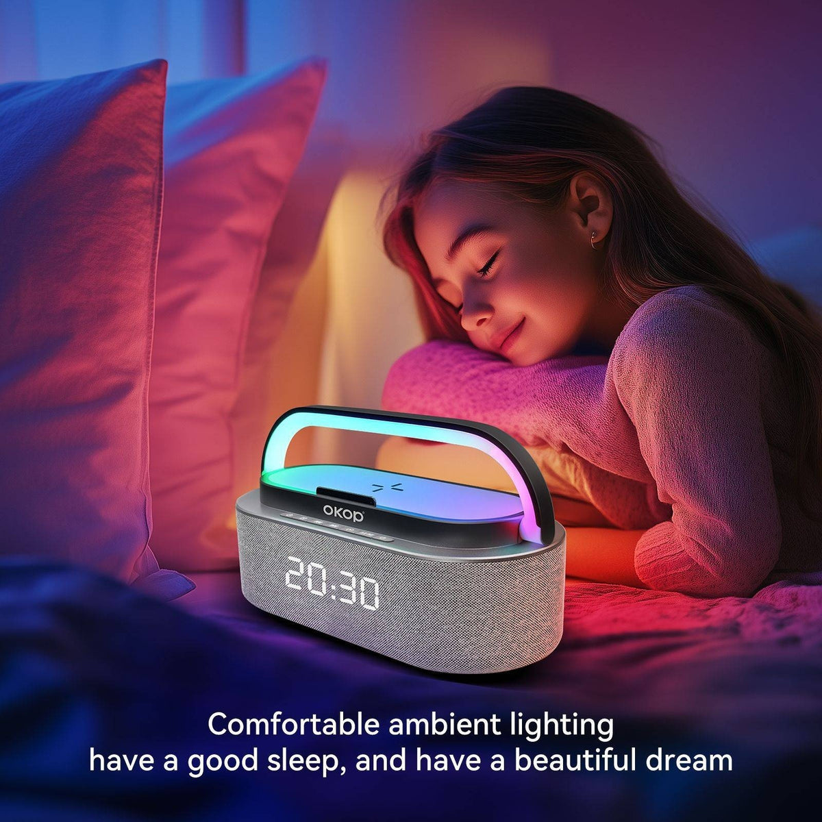 Bluetooth Speaker with Alarm Clock & Wireless Charger