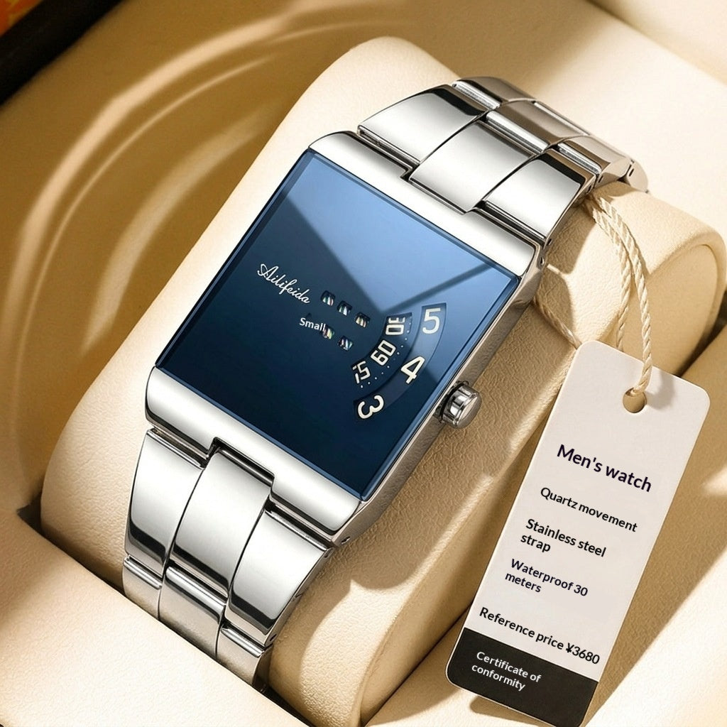 Square Stainless Steel Quartz Watch for Men