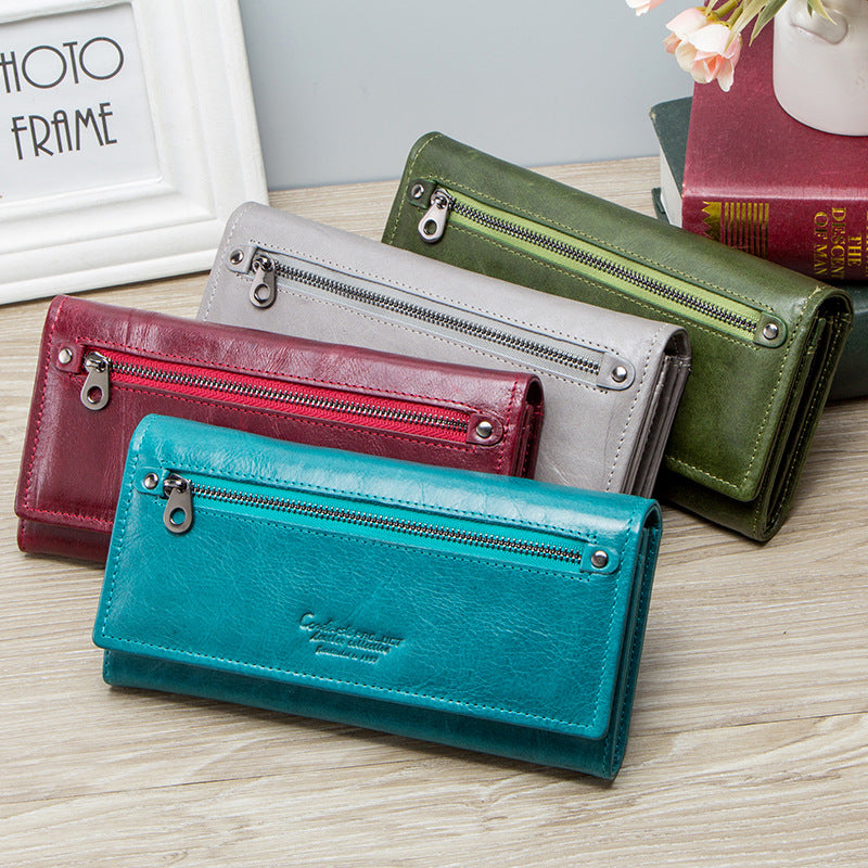 Women's Genuine Leather Long Wallet Clutch