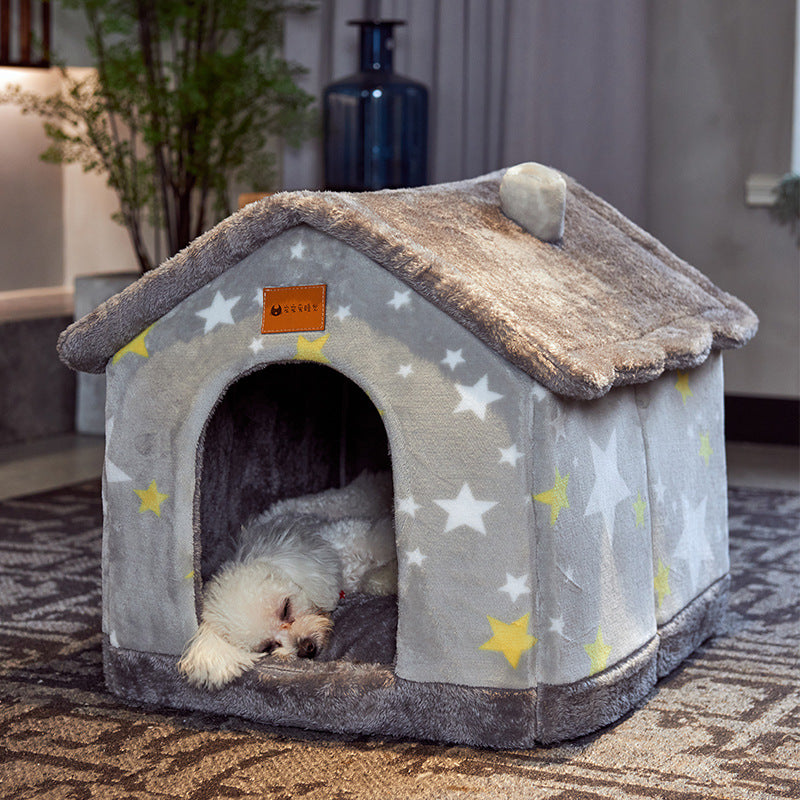 Foldable Dog House Pet Cat Bed Winter Villa Sleep Kennel
