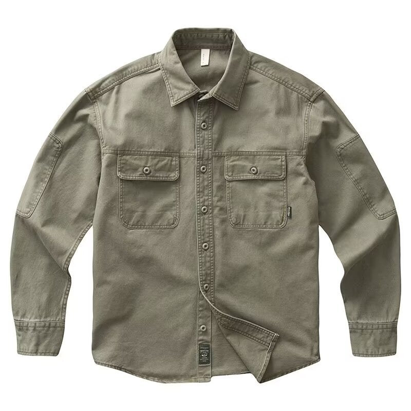 Men's Retro Twill Loose-Fit Work Shirt