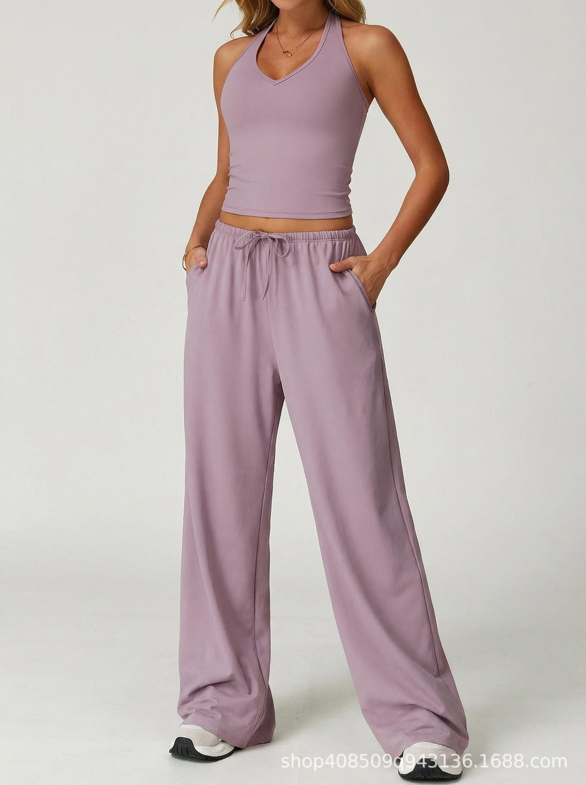 Quick-Dry Brushed Yoga Set – Tank Top & Leggings