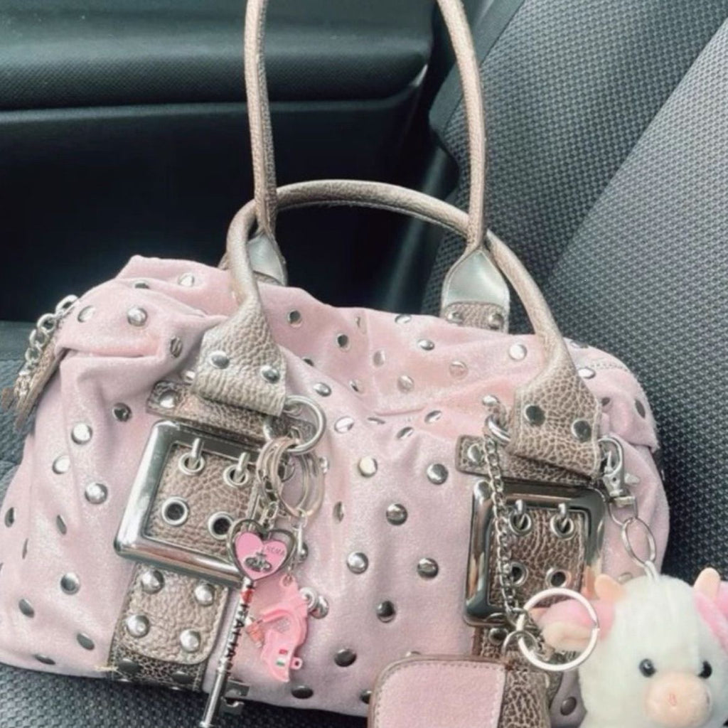 Retro Polka-Dot Rivet Large Capacity Tote Bag