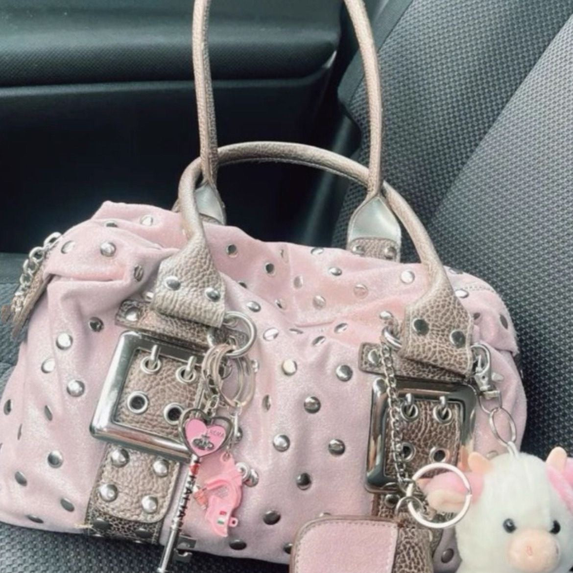 Retro Polka-Dot Rivet Large Capacity Tote Bag