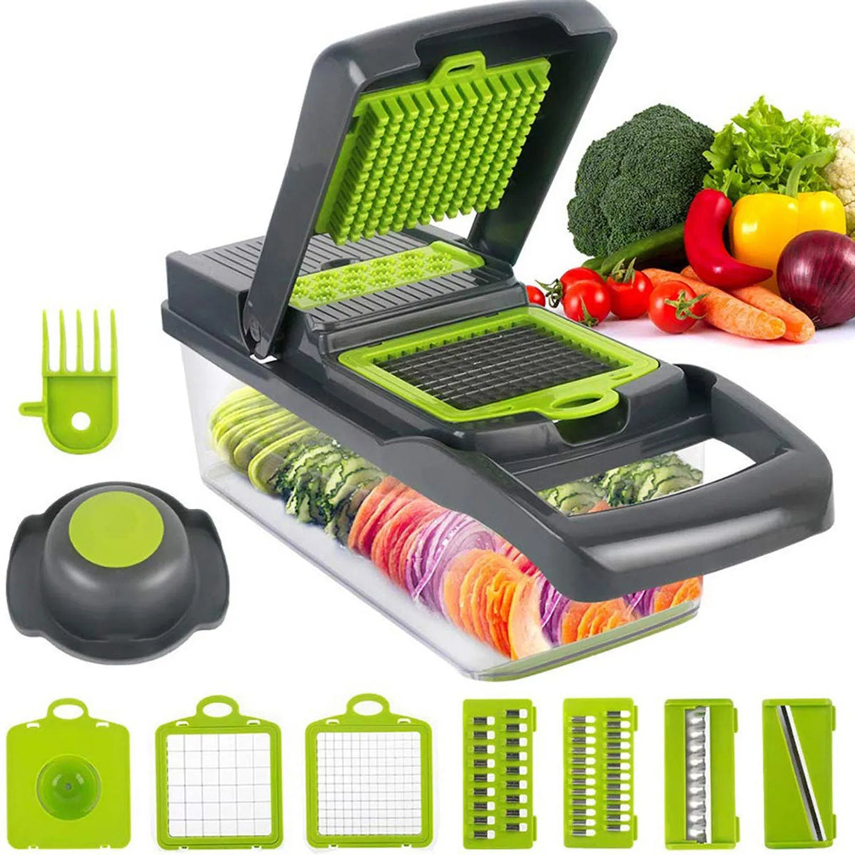 Multi-Blade Vegetable Chopper & Slicer with Container