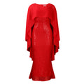 Sequined Bodycon Maxi Dress with Chiffon Cape