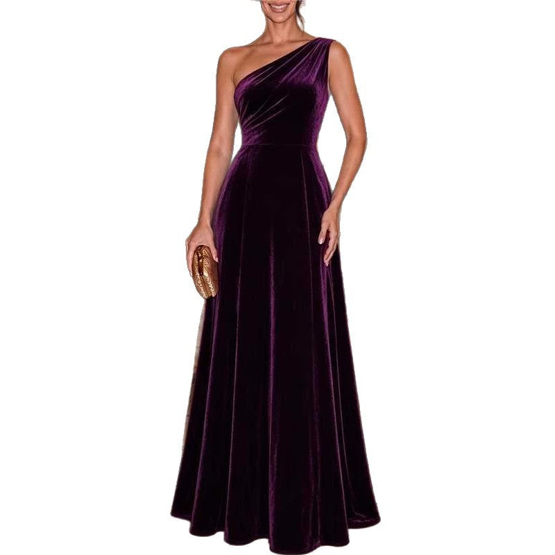 Elegant Velvet Sleeveless Slim-Fit Evening Maxi Dress