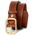 Vintage Full-Grain Cowhide Leather Belt with Brass Buckle