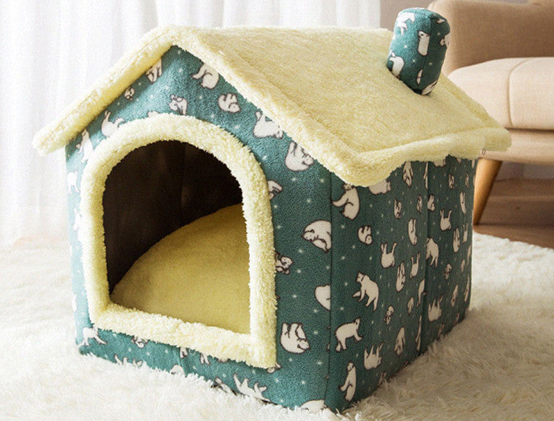 Foldable Dog House Pet Cat Bed Winter Villa Sleep Kennel