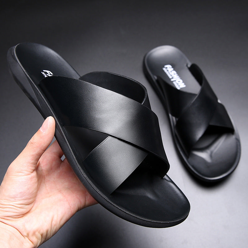 Men's Soft Leather Slippers for Indoor & Outdoor
