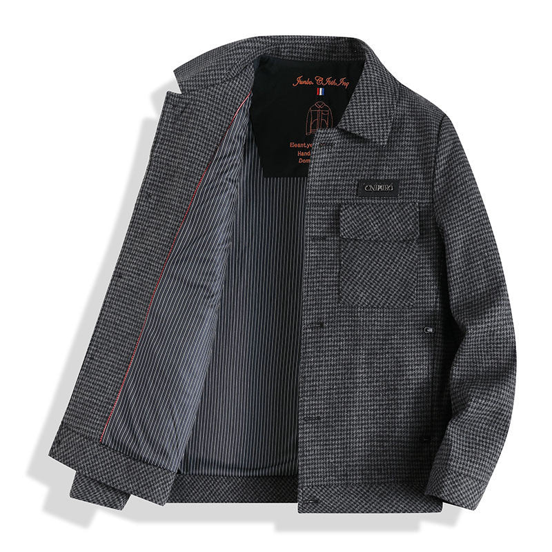 Men's Houndstooth Hooded Casual Jacket
