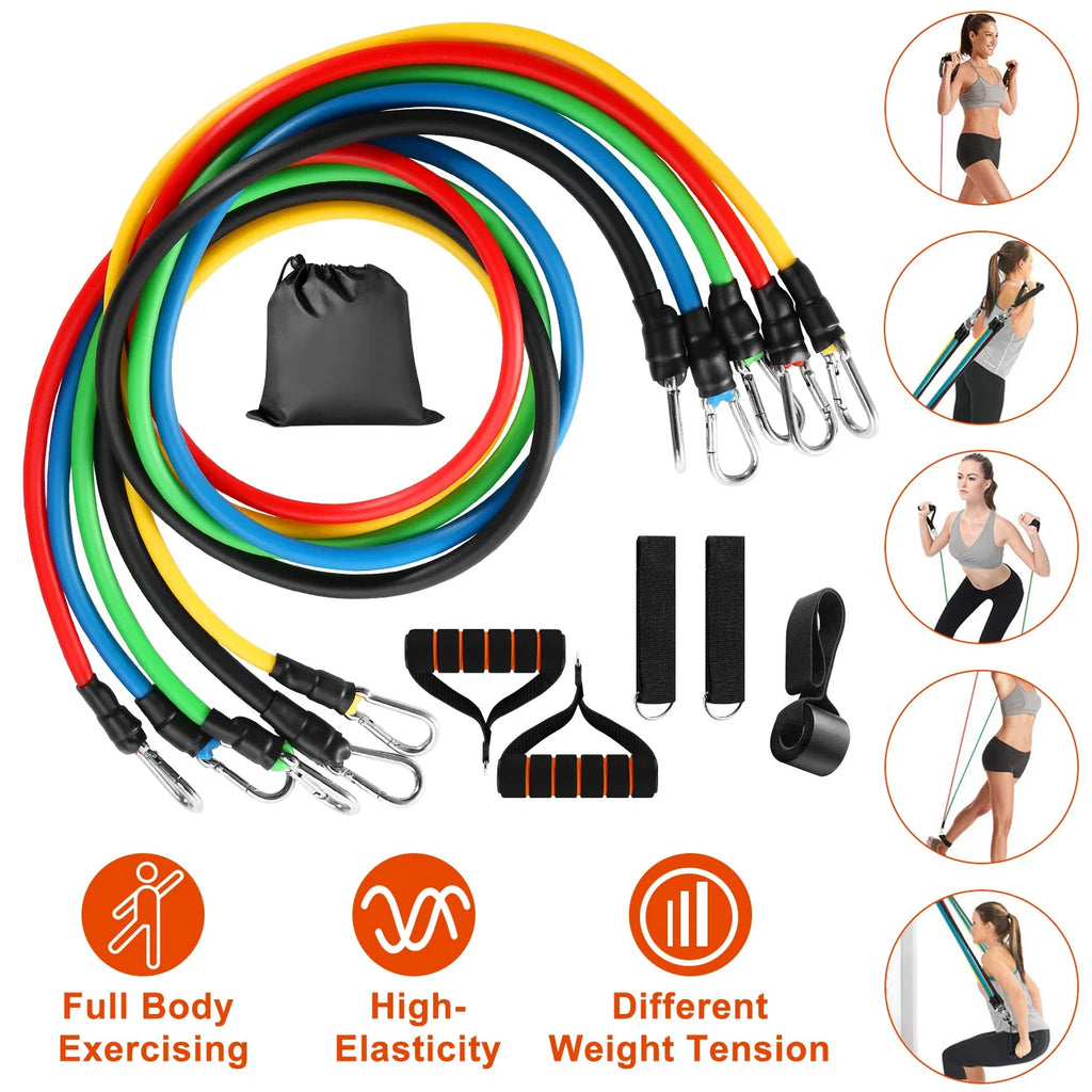 11-Piece Resistance Band Set with Handles & Door Anchor