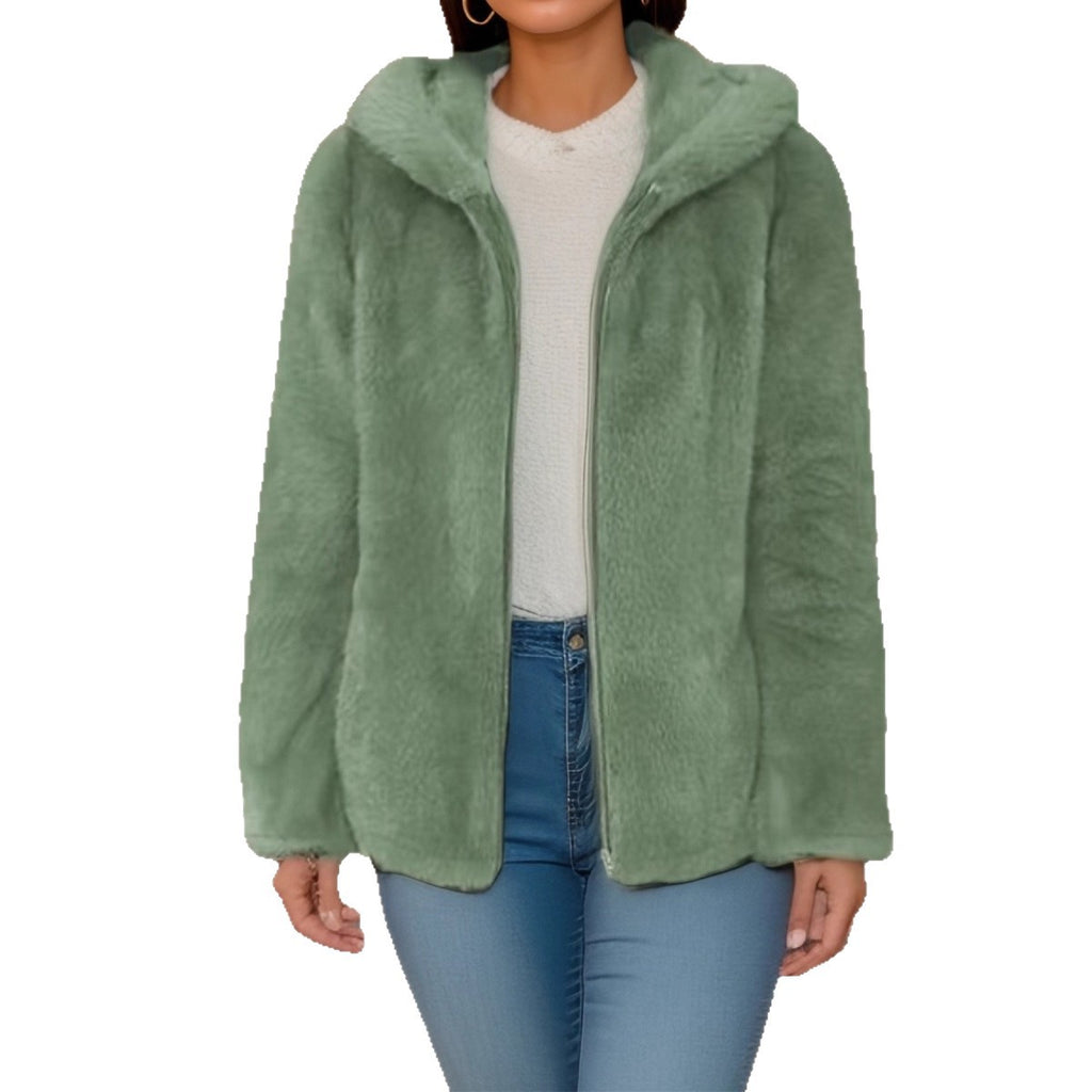 Women's Double-Sided Coral Fleece Hooded Jacket