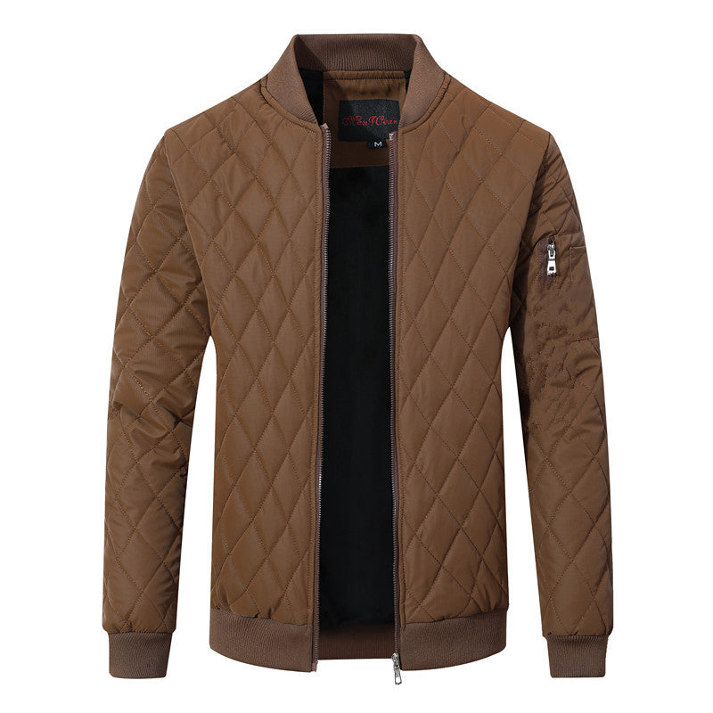 Men's Stand-Collar Padded Faux Leather Jacket
