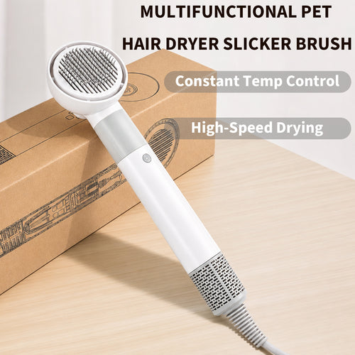 2-in-1 Pet Hair Dryer Brush — Quiet Grooming Blower for Dogs & Cats