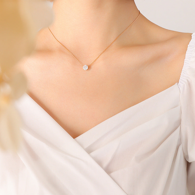 Short Necklace For Ladies Zircon Inlaid Solitaire