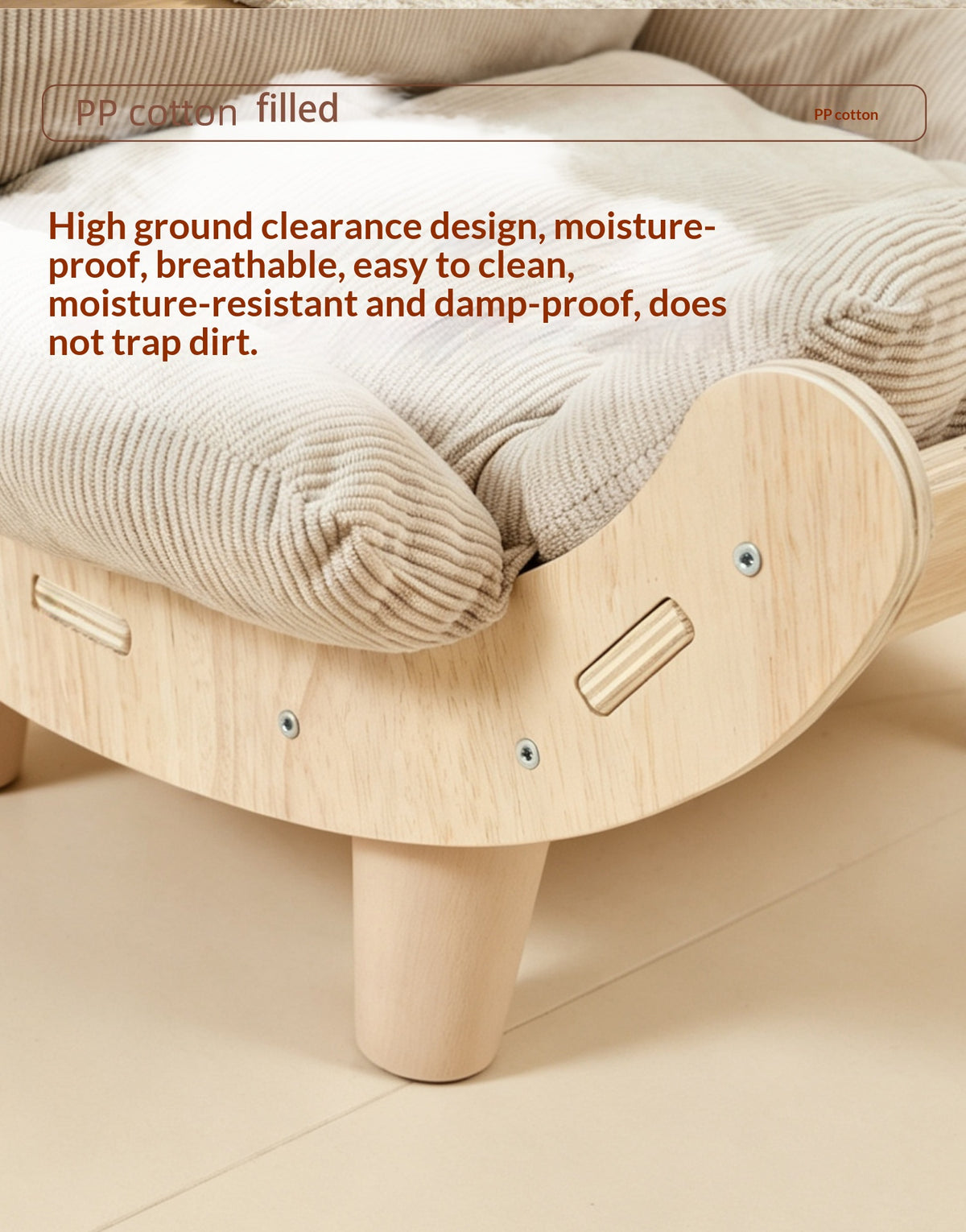 Wear-Resistant Cat Sofa Bed with Wooden Frame