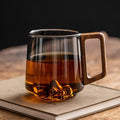 Guanshan Glass Single-layer Side Wooden Handle Drinking Cups