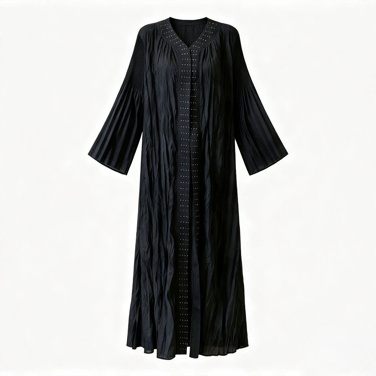 Women's Crinkled Long Cardigan Robe with Flared Sleeves