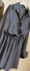 Women's Retro Suede Long-Sleeve Shirt Dress
