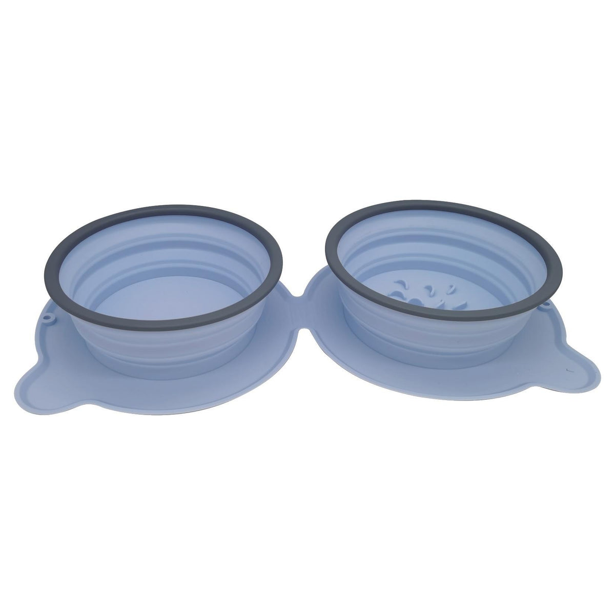Portable Silicone Double Dog Food Bowls Foldable Non-Slip Cat