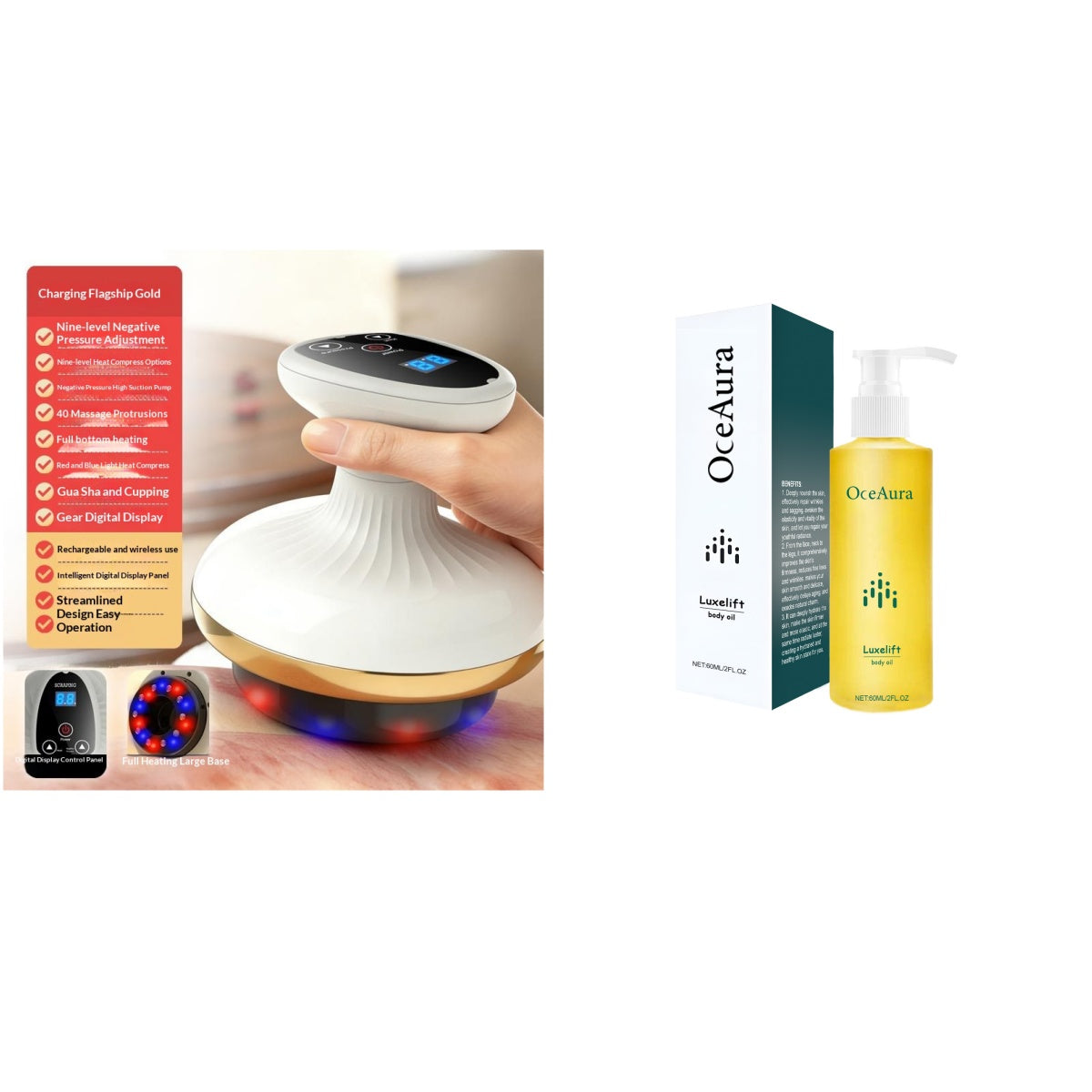 Electric Gua Sha Massager - Rechargeable Body & Meridian Brush