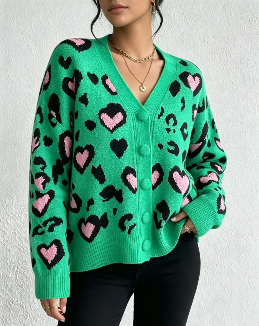 Women's Leopard-Print Knit Cardigan Sweater