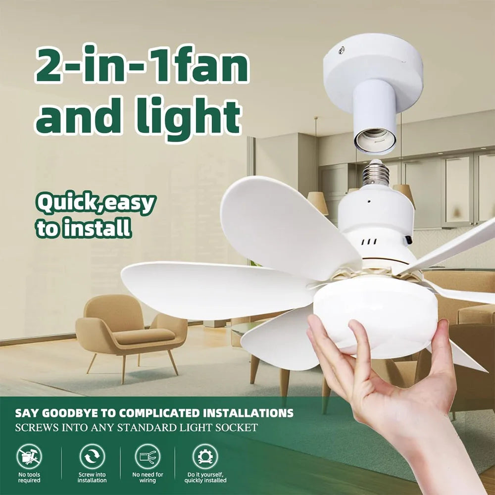 E27 Base LED Ceiling Fan Light With Remote Control 3 Color