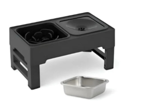 Dog Double Bowls Stainless Stand Adjustable Height Pets