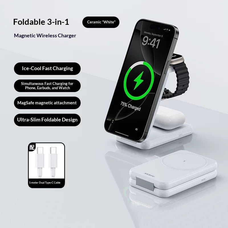 Foldable 3-in-1 Magnetic Wireless Charging Station
