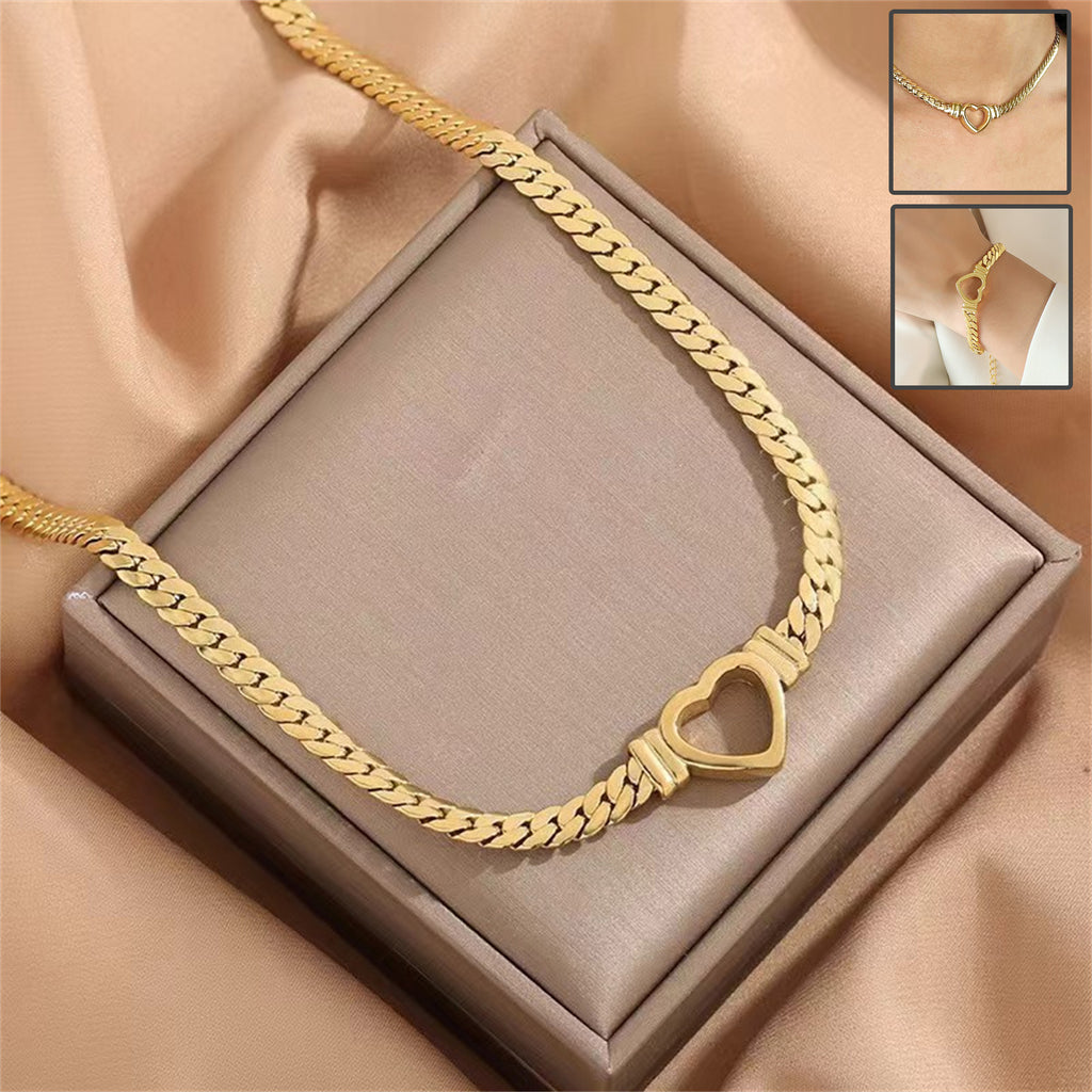 Personalized Love Chain Necklace Bracelet For Women Titanium
