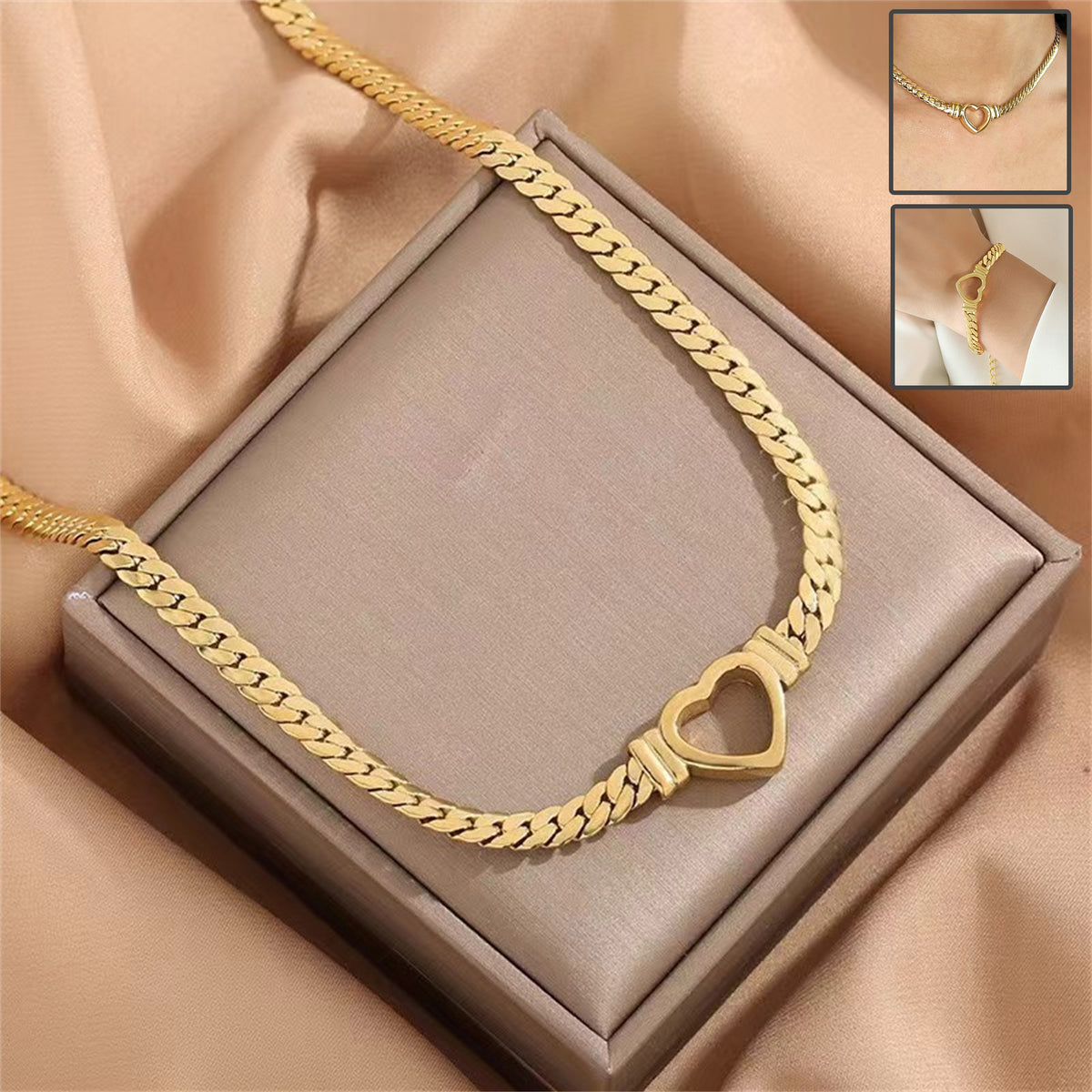 Personalized Love Chain Necklace Bracelet For Women Titanium