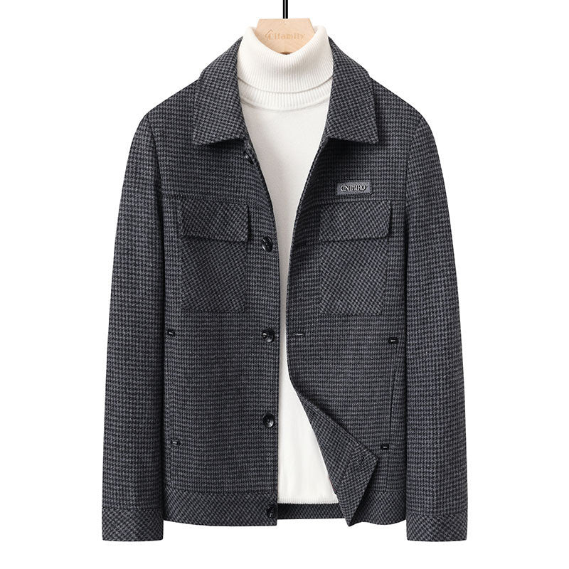 Men's Houndstooth Hooded Casual Jacket