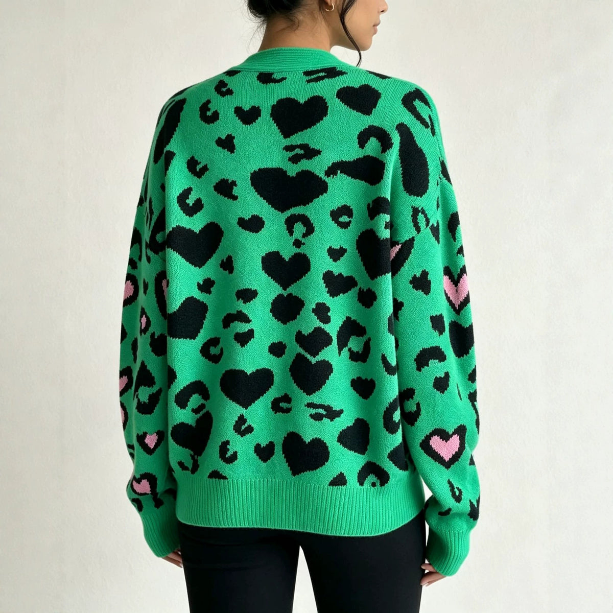 Women's Leopard-Print Knit Cardigan Sweater