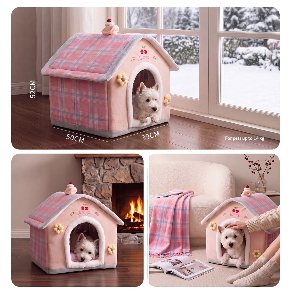 Cozy 3D House Cat Bed