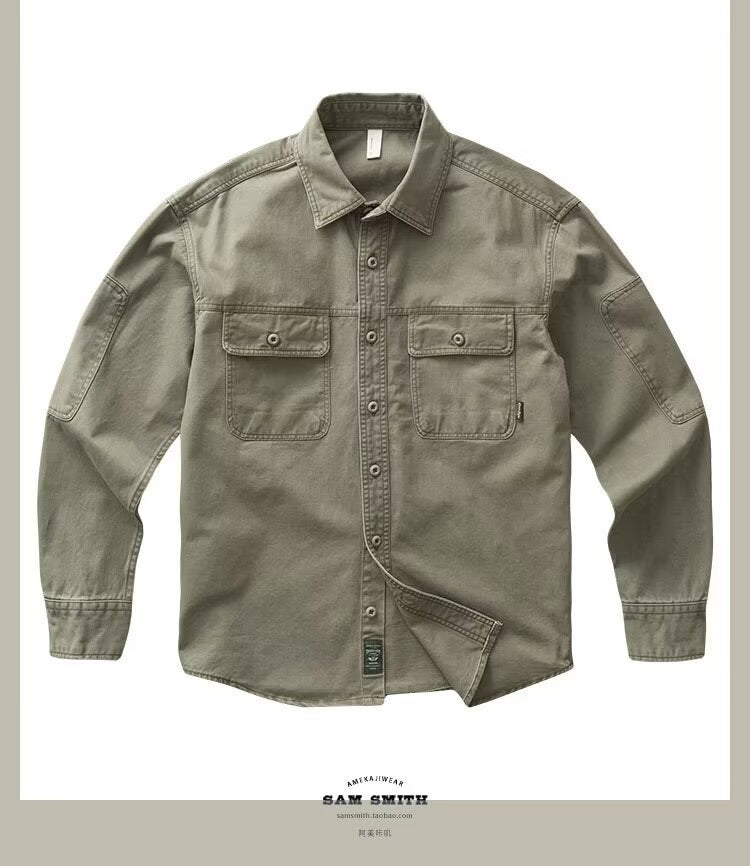 Men's Retro Twill Loose-Fit Work Shirt