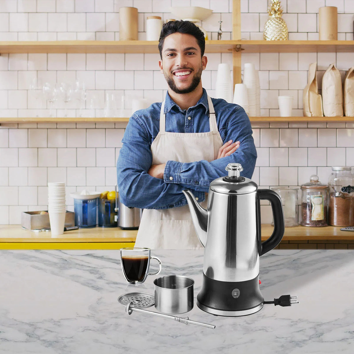 12-Cup Stainless Steel Electric Coffee Percolator