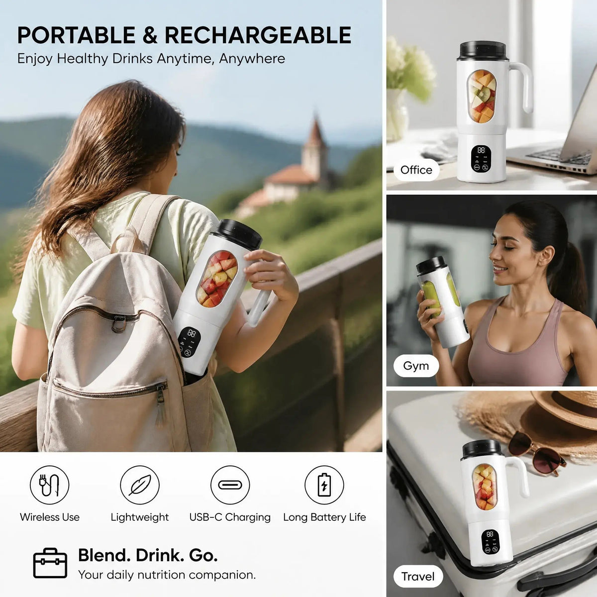 Cordless Portable Blender with LED Display