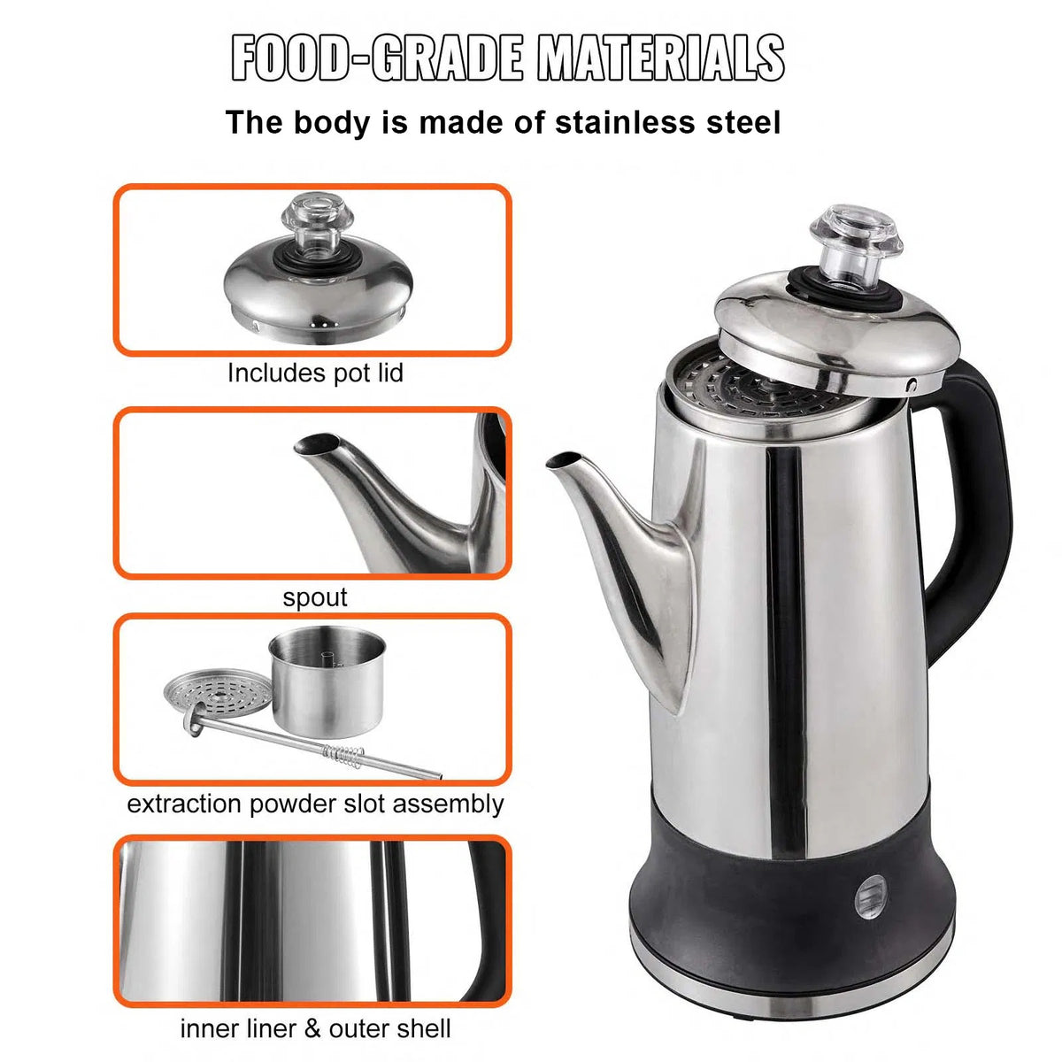 12-Cup Stainless Steel Electric Coffee Percolator