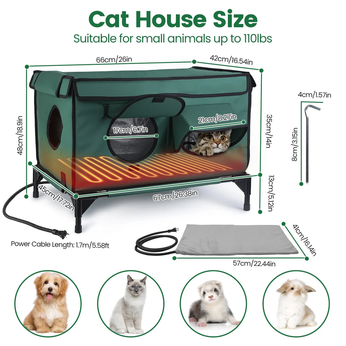 Heated Weatherproof Outdoor Cat House