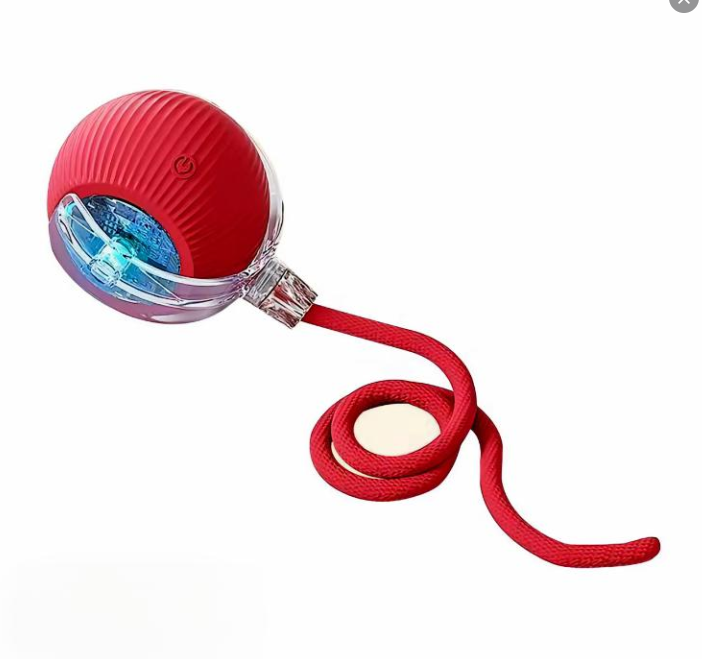 Rechargeable Rolling Pet Toy with Rope Tail