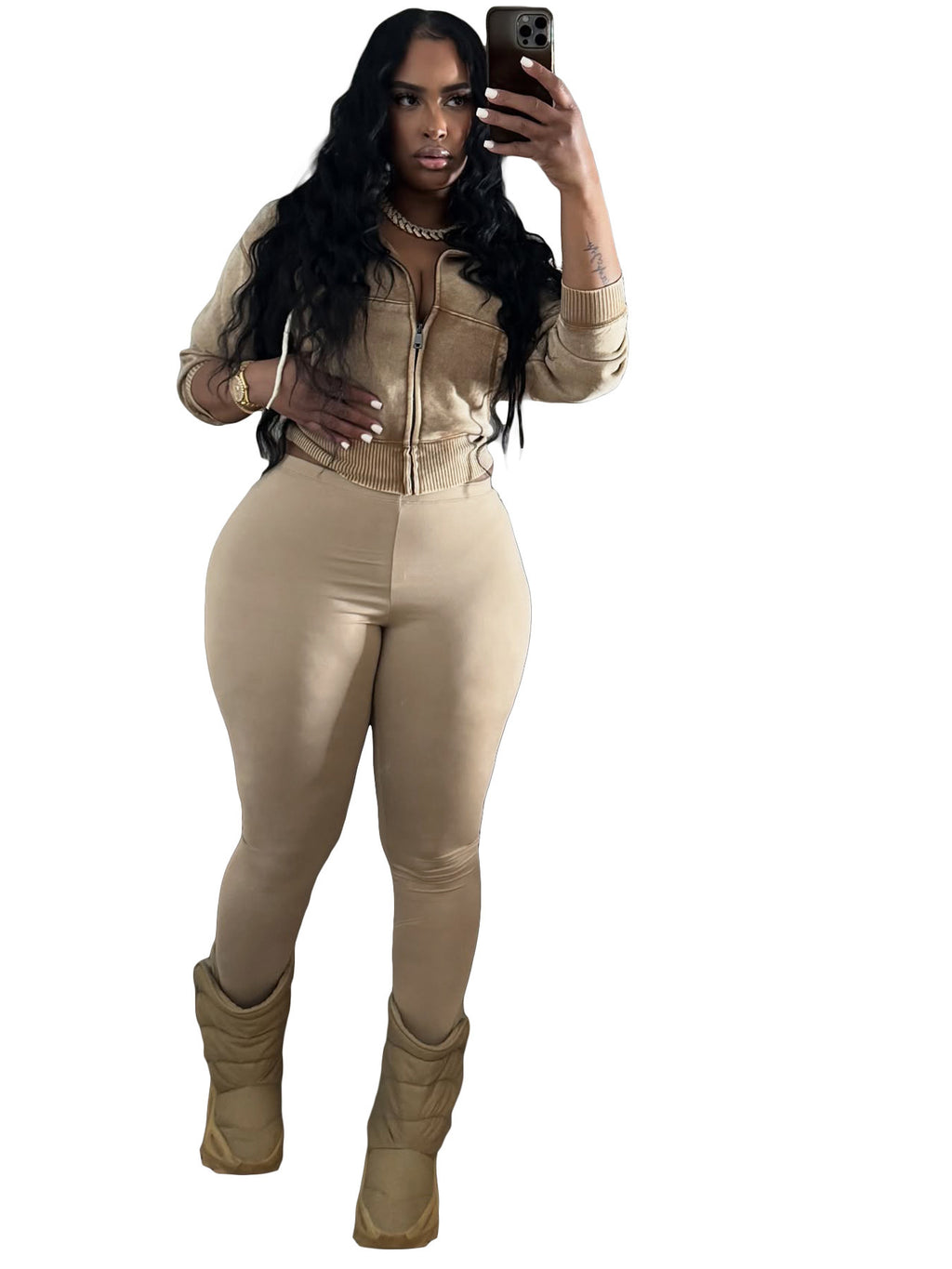 Women's Zip-Up Hoodie & Yoga Pants 2-Piece Set