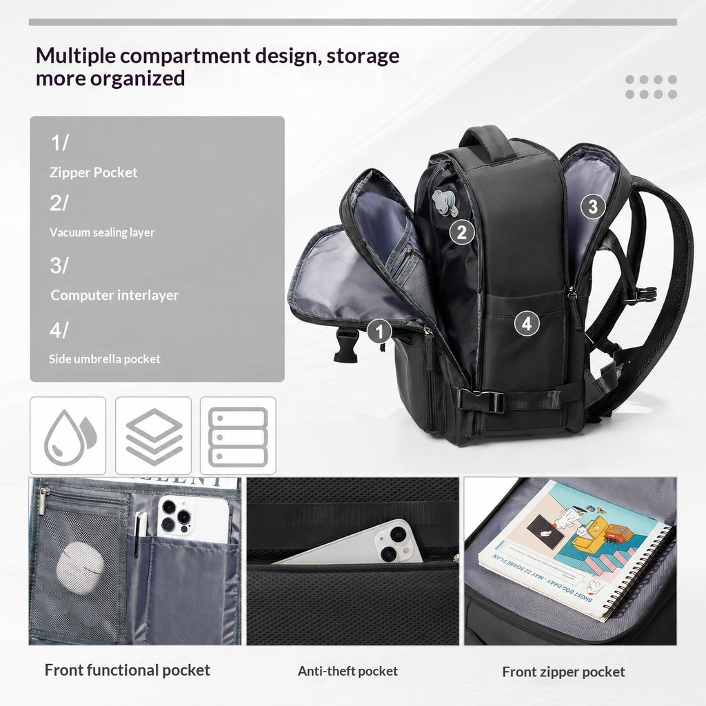 Vacuum Compression Travel Backpack with Pump