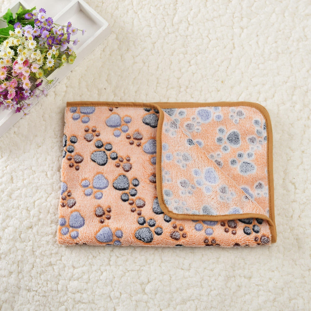3-Pack Soft Plush Paw Print Pet Blankets — Washable